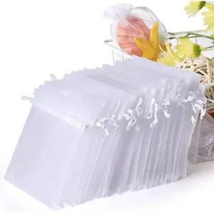 100 count 4x6 (10x15cm) White Sheer Organza Bags for Wedding Favor With Drawstring,   Pouches Party for Festival  ,Candy , Fruit Protection