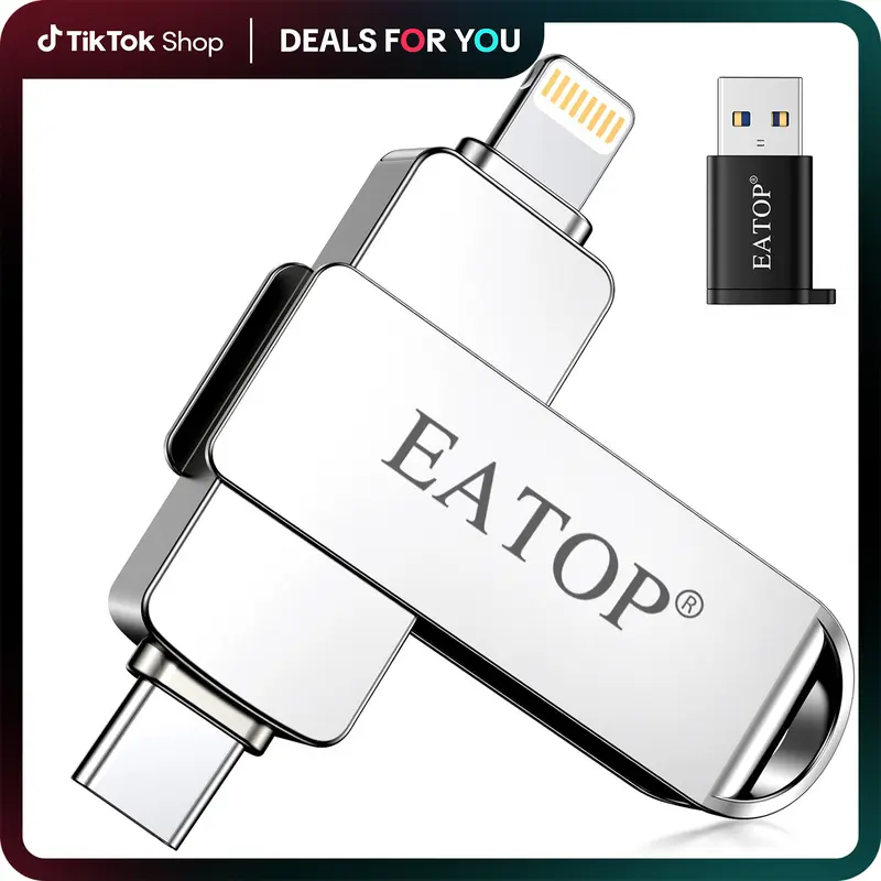 EATOP USB Flash Drive - Thumb Drive for iPhone/iPad, Android Compatibility, OTG Support, USB-C for Modern Devices, Class 10 High Transfer Speed, Plug-and-Play Photo/Video Backup (No App Required, Computer Compatible)