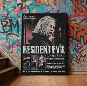 Resident Evil Requiem Poster, Retro Horror Game Art Print