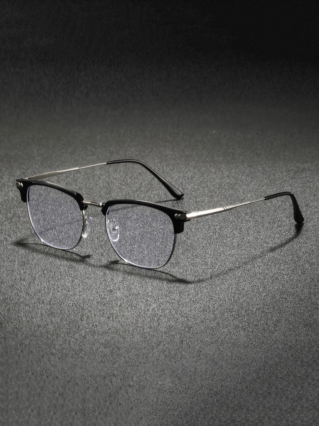 Men's Metal Eyebrow Half Frame Classic Vintage High-End Casual Versatile Business Style Fashion Stylish Eyewear Eyeglass Flat Mirror Glasses High Quality Eyeglasses
