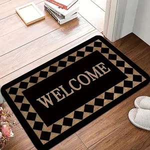 1 piece of simple and stylish entrance door carpet, Checkered Rug, machine washable floor, soft and comfortable home decoration