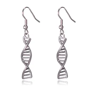 DNA Double Helix Science Stainless Steel Dangle Earrings