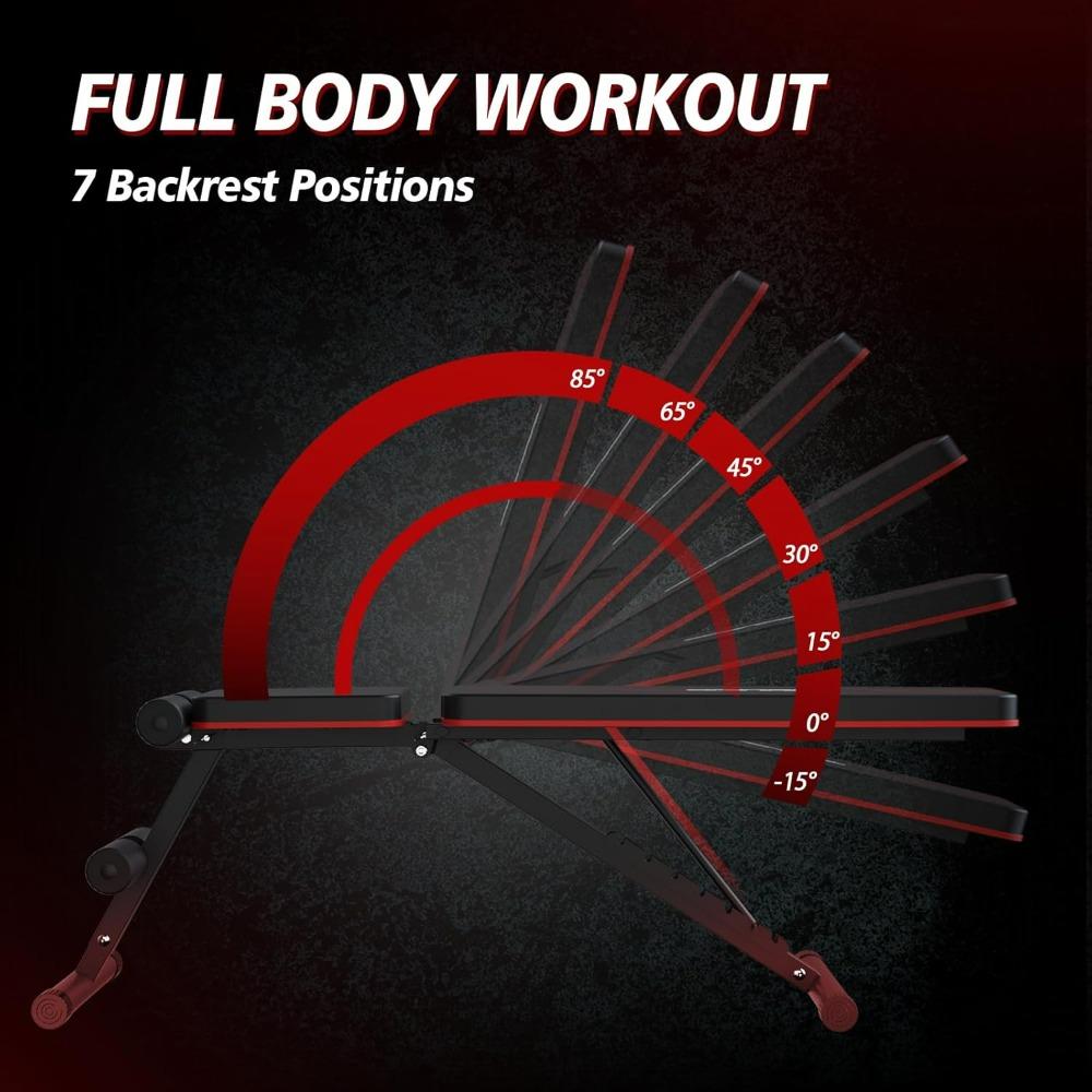 Orinar Adjustable Weight Bench Press Incline Decline Strength Training Bench Full Body Gym Workout Benches for Home Gym Fitness