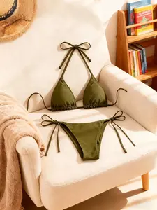 Women’s White Bikini Set – Sexy 2 Piece Triangle Swimsuit, Tie Side Bottom, Summer Beach Vacation Swimwear