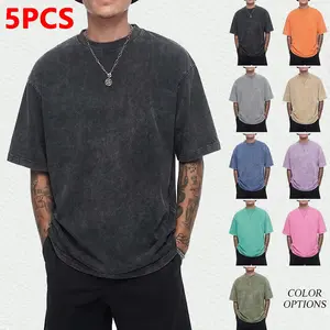 Men’s Plus Size Breathable Quick-Dry T-Shirt 5-Pack — Heavyweight casual everyday shirt, machine washable crew neck short-sleeve top suitable for gym, office, and vacations — A wardrobe essential with a minimalist design, comfortable fit, and a vibrant li