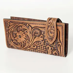 American Darling Wallet Hand tooled Leather Western Women Bag Handbag Purse Travel College 10in (H) X 16in (W) 4in (D)