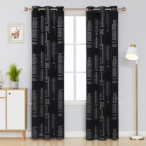 Deconovo Fashion Grid Lattice Design Printed  Blackout Window Curtains for Livingroom