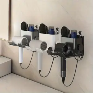 Multifunctional Wall-Mounted Hair Dryer Holder, Bathroom Organizer for Storage, Space-Saving Design, Easy Installation, Bathroom Organizing Accessories, Hair Dryer Rack