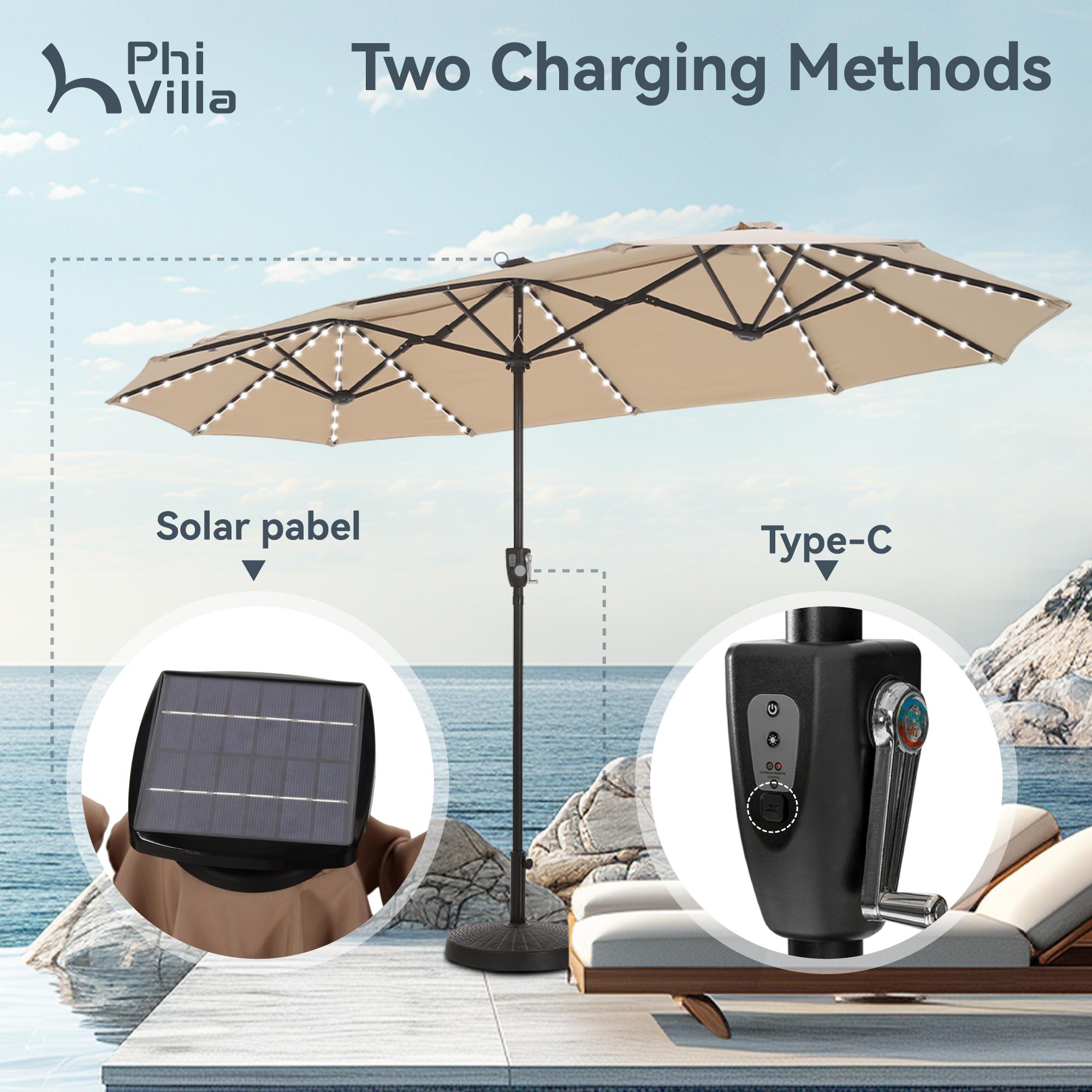 [LIVE] Sophia&William Patio Umbrella Double-Sided Outdoor Market Extra Large Umbrella with Crank Modern Led