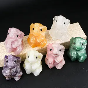 【Star Gate】1 count Colorful Crystal Elephant Carvings - Natural Gemstone Decor | Handmade & Cute
