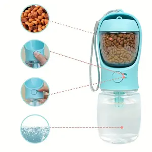Portable Dog Water Bottle 2 in 1, Portable Pets Water Bottle with Food Container, Leak Proof Puppy Water Dispenser with Drinking Feeder