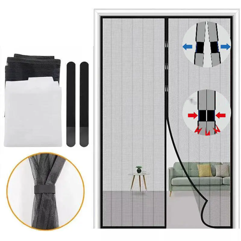 Magnetic Screen Door, 39x83 in Solid Heavy-Duty Mesh Bug Net with Automatic Magnetic Closure, Hands-Free, Pet-Friendly, Easy Install for Patio, Front Doors, No Mosquito Protection