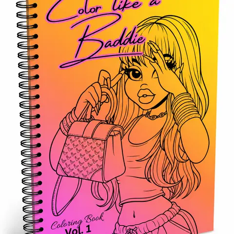 Color Like a Baddie Vol.1 Adult Spiral-Bound Paper-Based Artist-Friendly Coloring Book - Cozy Coloring, Chic Baddie Style Pages, Mood Booster, Confident Self Tapper, Affirmations Key Chain, Women's Gift