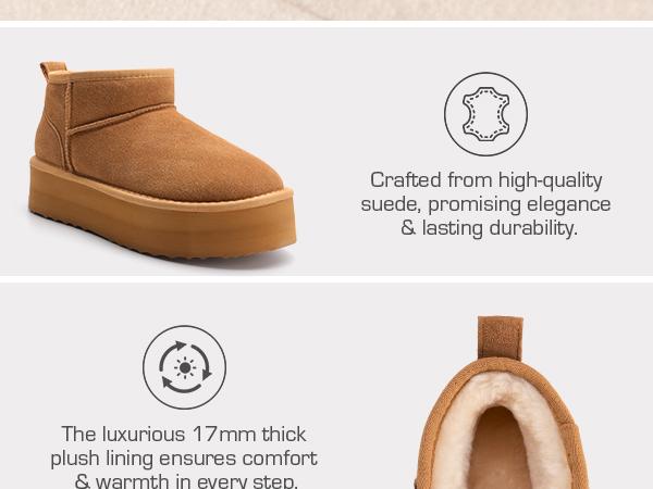 Dream Pairs FuzzyClassic Women’s Mini Platform Winter Ankle Boots – Genuine Suede, Memory-Foam Cushion, Lightweight Anti-Slip Sole Dream Pairs FuzzyClassic Women’s Mini Platform Winter Ankle Boots – Genuine Suede, Memory-Foam Cushion, Lightweight Anti-Slip Sole