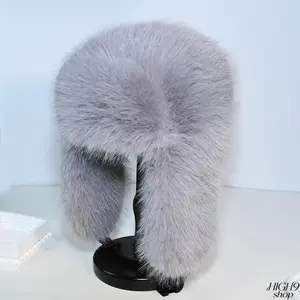 Elegant Vintage Ushanka Faux Fur Hat, Thick Aviation Style Hiking Cap with Adjustable Hook-and-Loop Ear Flaps, All-Weather Polyester Outdoor Headwear for Daily Wear & Hiking Use