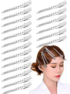 10pcs/20pcs Women Simple & Chic Casual Hollow Design 3.54in Alloy Silver Hair Clips, Suitable For Daily Makeup, Hair Salon Styling, Y2K Style Hairpins Accessories Claw Clips Hair Claws Hair Barrettes, School Stuff Hair Claws Set Alligator Clips