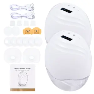 2pcs Electric Breast Pump Manual Milk Pump Lightweight IP21 Waterproof Food-grade Material with LED Display 8 Adjustable Suction Levels