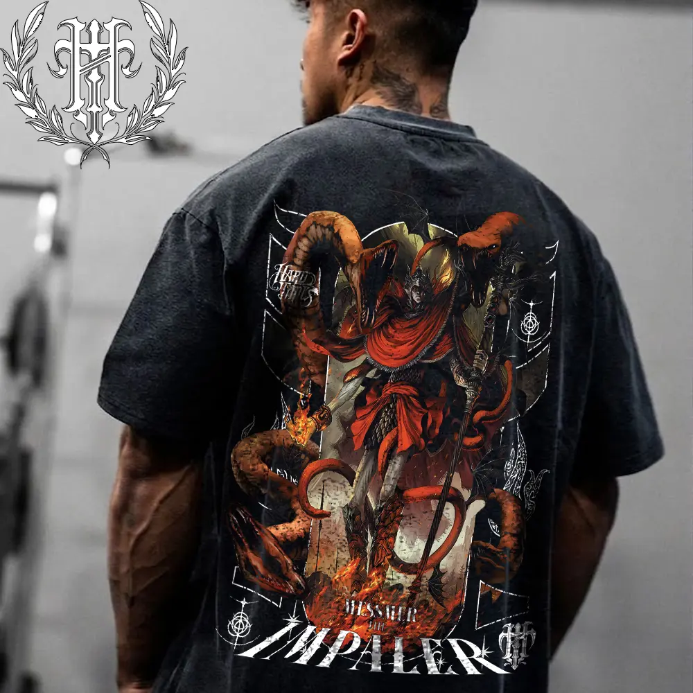 HardTimesClothing - Messmer #3 Solo Leveling Retro Vintage Cotton Oversized Streetwear Tee, Y2K Gothic Grage Washed Anime Graphic T-Shirt 10phic Shirt, Acid Wash Heavyweight Cotton Unisex Gift