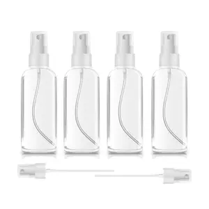 4 Pack  Bottles 1oz Clear Plastic Empty Refillable Mini Spritzer for Travel, Cleaning, Gardening,  Care Atomizer for Essential Oils, Perfume