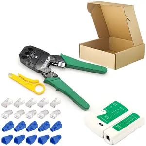 Portable Ethernet Cable Crimper Kit, Network Tool Kit with Ethernet Crimping Tool, 8p8c 6p6c Connectors, RJ45 RJ11 Cable Tester, Tool Kit Set