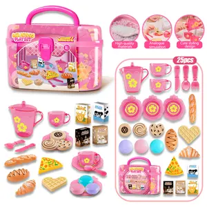 Afternoon Tea Party Playset Wholesale, 25/33PCS Pretend Food & Kitchenware Collection, Interactive Doll Tea Time Set