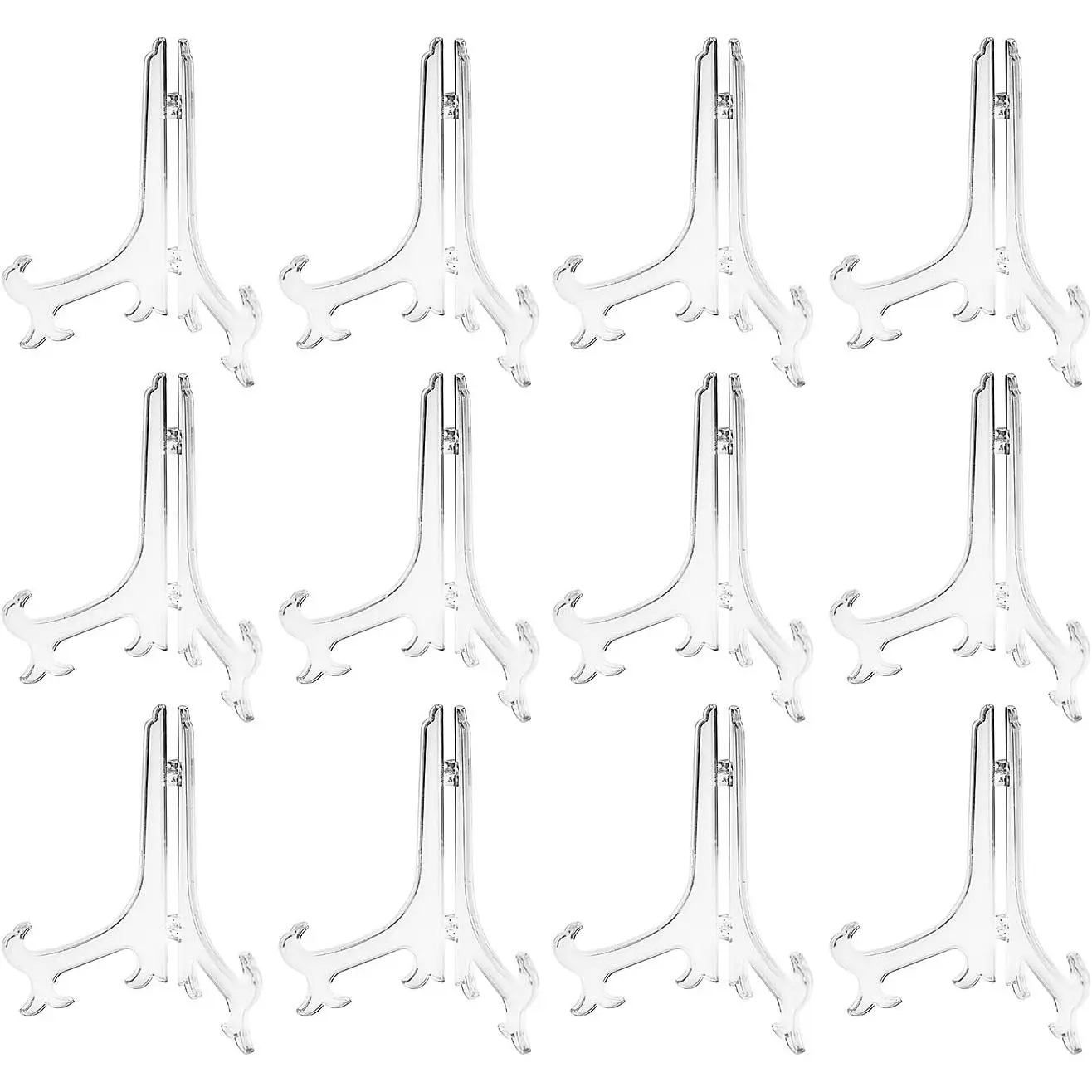 Plastic Easels 12 Pack Clear Easel Stands Easel Display Stand for Photo, Place Card, Collectibles, Light Items -  for Wedding Cards, Party, , Party Decorations (8 Inches)