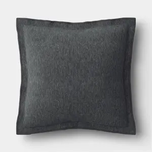 20"x20" Heathered Solid Double Flange Pillow Gray - Threshold