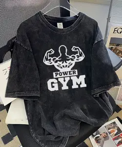 Heavyweight, Washed Men'S T-Shirt, Loose Fit with Vintage Print, Plus Size