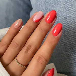 Short Fake Nail, 24pcs Full Coverage Glossy Design ABS Environmental Protection Resin with Nail File & Adhesive Tape, Perfect for Daily Wear