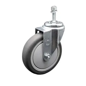 Service Caster SCC-TS20S514-TPRB-M1015 Thermoplastic Rubber Swivel Threaded Stem Caster - 5 x 1.25 in. Gray Wheel & 10 mm Metric Stem - 300 lbs Capacity per Caster