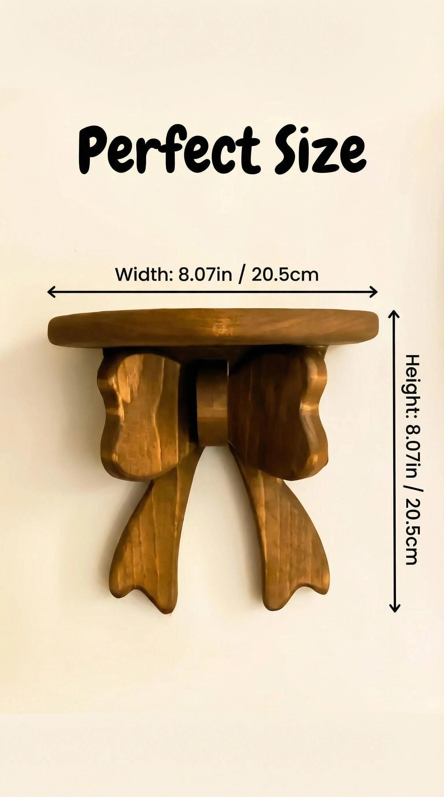 Vintage Wood Bow Wall Shelf - Cute Aesthetic Floating Shelf for Wall, Rustic Farmhouse Wooden Bow Display Stand, Space Saving Small Wall Shelves for Living Room Bedroom Bathroom, Perfect for Halloween Easter Thanksgiving Decor