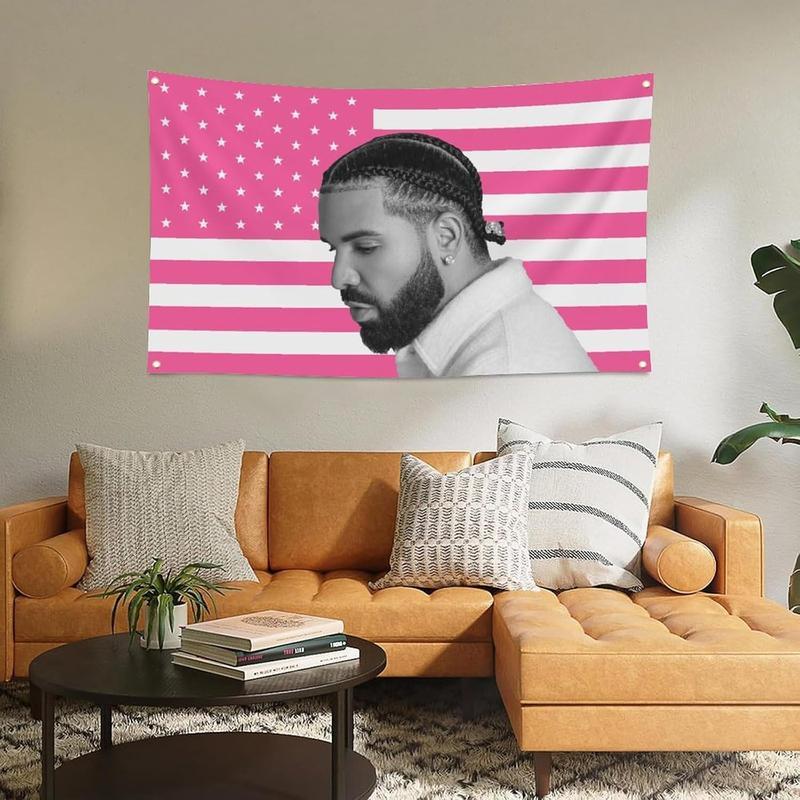 Rapper Drake Pink America Flag  Funny Tapestry For Decorate Clubs Concerts Bars University Dormitories Living Rooms Bedrooms,with   Brass Grommets for Easy Hanging Decoration Gift