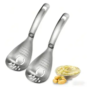 2-Piece Food Grade 304 Stainless Steel Potato Masher Set, Multifunctional Kitchen Utensils with Slotted Spoon and Egg Separator, Durable Easy-to-Clean Tool for Mashing Veggies, Avocados, Beans, Two Piece Sets