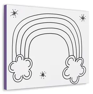 Predrawn Rainbow on Canvas - Simple Design for Kids to Paint and Personalize - Ideal Gift for Rainy Days or Birthday Parties