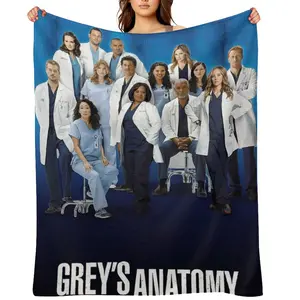Grey's Anatomy Soft Cozy  Pattern Flannel Blanket Versatile, and Warm for Nap Office School Retro Home Picnic Travel and Gift BlanketsD910-503
