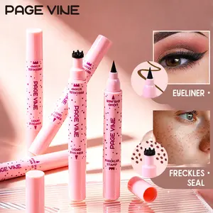 2-in-1 Freckle Pen & Liquid Eyeliner – Viral Faux Freckles Stamp + Waterproof Black Eyeliner, Natural Sun-Kissed Makeup Look, Quick Dry Smudge Proof Long Lasting Beauty Essential for Women