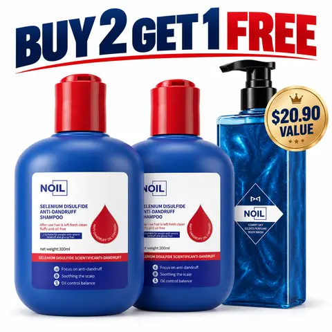 NOIL 3pc Shower Set: 2x Anti-Dandruff Shampoo & 1x Dual-Acid Acne Body Wash | Salicylic Acid for Back Acne, Clogged Pores & Itch Relief | Complete Hair & Body Care Kit for Dandruff Control & Clear Skin,back to school
