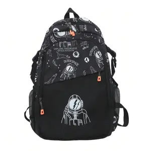 23L Waterproof Cartoon Astronaut Backpack Black Men Casual Travel Laptop School Bag Multi-Functional Christmas Gifts