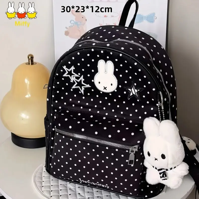 Kawaii Miffy Polka Dot Rabbit Backpack Cartoon Stars Laptop Bag Large Capacity Student Fashion Backpack Girl Gift