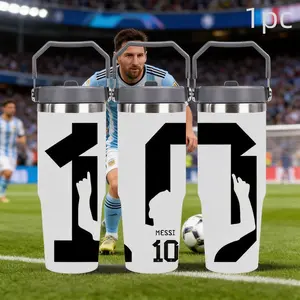 Messi-Style Insulated Cup, Stainless Steel Car Water Bottle, Large Capacity Fan Gift, Football Enthusiast Accessory