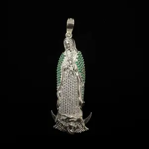 925 silver Virgen Maria pendant with zirconia