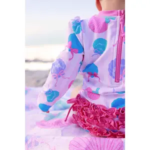 Long Sleeve Rash Guard With Ruffle Bottom | Seaside Sweetie