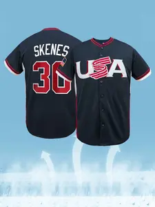 Men's USA #30 Stitched Baseball Jersey, Stitched Name & Number USA Flag Patch Button Down Baseball Shirt, Breathable Sportswear, Athletic Activewear for Men Women Youth, S-3XL