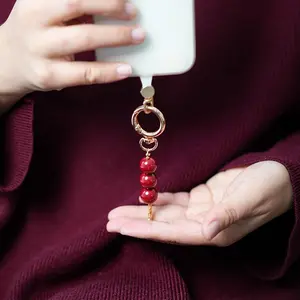 Dragon‘s blood for positive energy Handmade Cinnabar Lucky Beads Phone & Bag Charm Meaningful  Gift cool keychain for Festive Season Unique Accessory with Free Phone Patch Included