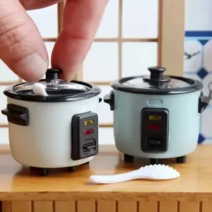 Miniature Electric Rice Cooker Model - Realistic Kitchen Decor with Opening Lid, Non-Functional Decoration for Dollhouse, Diorama, Collector'S Display - No Power Needed, Lightweight & Sturdy Plastic Construction - Compatible with Modern Kitchens, Diorama