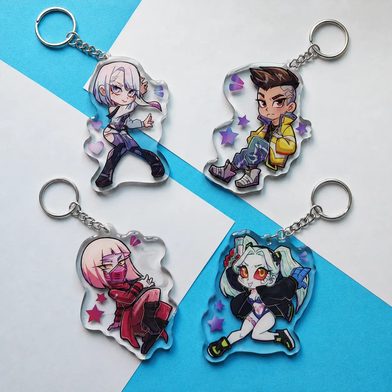 Cyberpunk: Edgerunners Acrylic Keychain – Anime Character Key Ring, Bag Charm Accessory Gift for Fans & Collectors