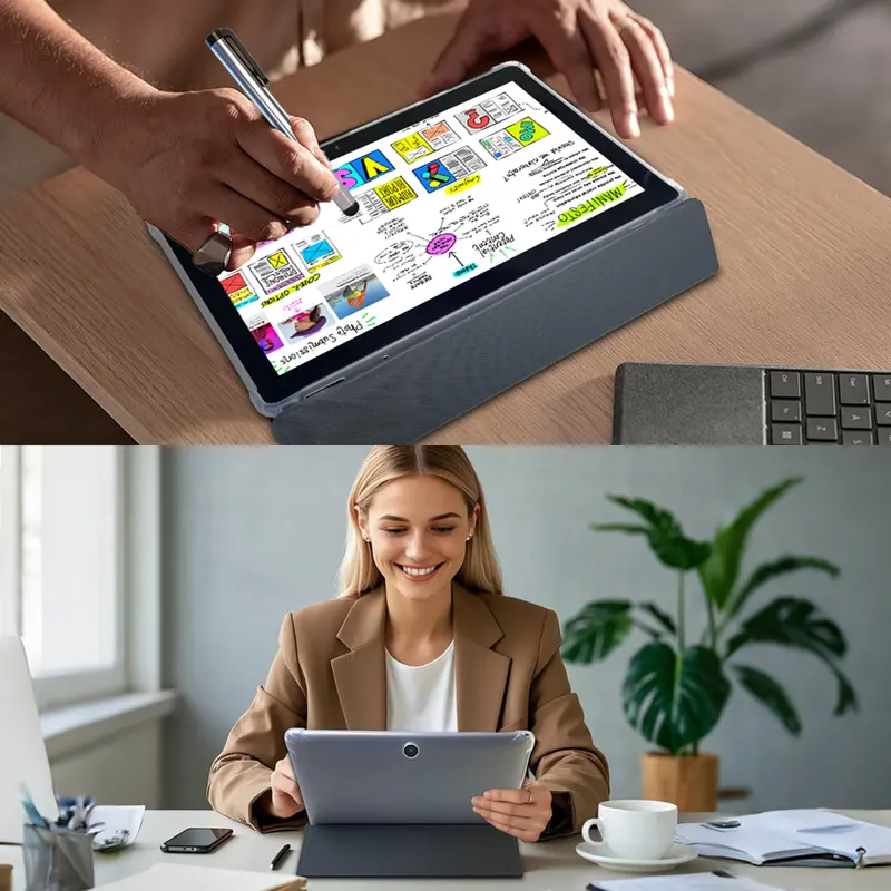 【TikTokShopJumpstartSale】Relndoo 2026 Android 15 10.1 Inch Tablet, 12GB (4GB+8GB) RAM 64GB ROM, 5-in-1 with Keyboard, Mouse, Stylus, Case, 5G WiFi for Valentine’s Day Gift 7