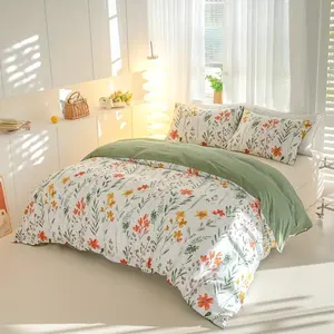 3pcs Floral Multi-Color Quilt Cover Set, Ultra Soft Breathable Fabric, All Seasons Bedding, Ideal for Bedroom & Guest Room