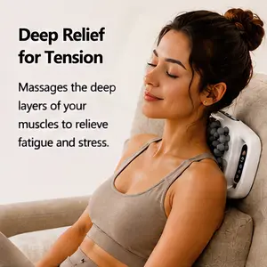 Deep Tissue Massage Device with 48 Nodes, 9-Level Intensity, Cordless Full-Body Pain Relief Massager with USB Rechargeable Design for Home & Travel Use