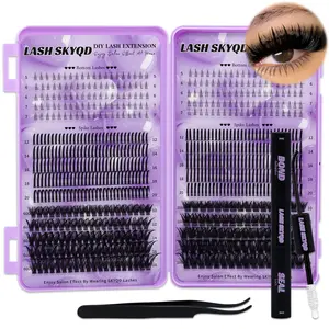 700 PCS Lash Clusters Kit D Curl Bottom/Spike/60D/100D 4 Styles Mix 5-7mm/10-18mm/12-20mm Lashes Book Kit with Bond&Seal Lash Applicator, Perfect for Beginners &Proficient, DIY at Home Easily, Easy Apply for Makeup Daily, Lash Extensions Kit